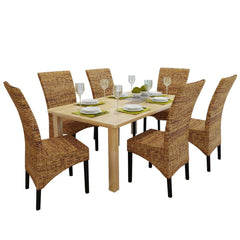 Dining Chairs 4 pcs Abaca and Solid Mango Wood - Horizon Bliss