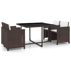 5 Piece Outdoor Dining Set with Cushions Poly Rattan Black - Horizon Bliss