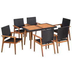 5 Piece Outdoor Dining Set Poly Rattan Black and Brown - Horizon Bliss