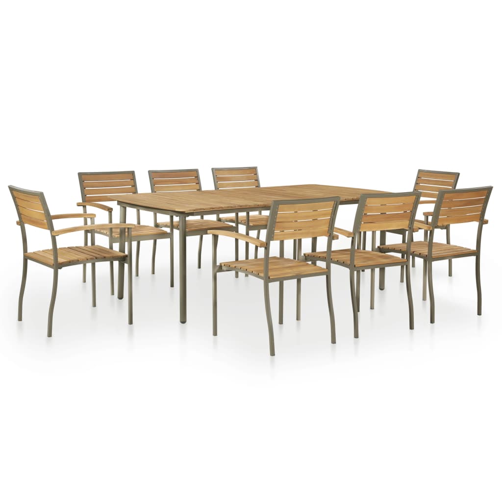 5 Piece Outdoor Dining Set Solid Acacia Wood and Steel - Horizon Bliss