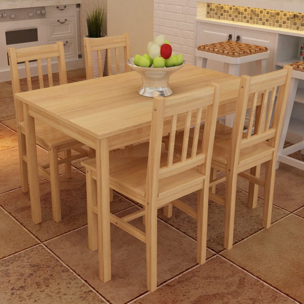 Wooden Dining Table with 4 Chairs Natural - Horizon Bliss