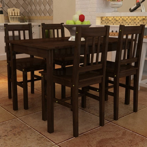 Wooden Dining Table with 4 Chairs Natural - Horizon Bliss