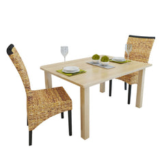 Dining Chairs 4 pcs Abaca and Solid Mango Wood - Horizon Bliss