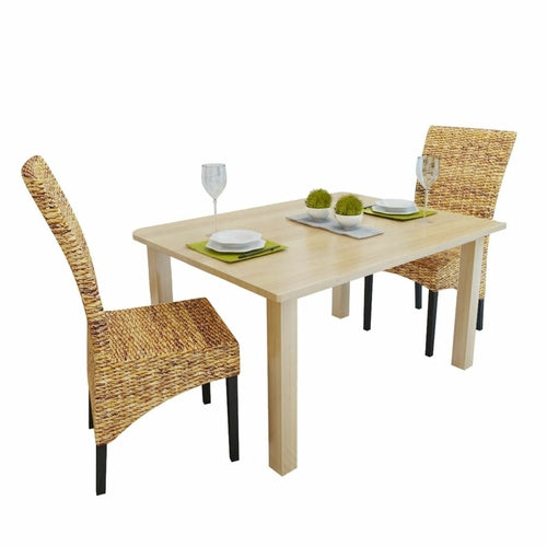 Dining Chairs 4 pcs Abaca and Solid Mango Wood - Horizon Bliss