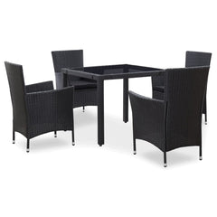 7 Piece Outdoor Dining Set Poly Rattan Black - Horizon Bliss