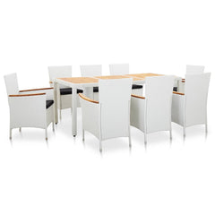 9 Piece Outdoor Dining Set Poly Rattan White - Horizon Bliss