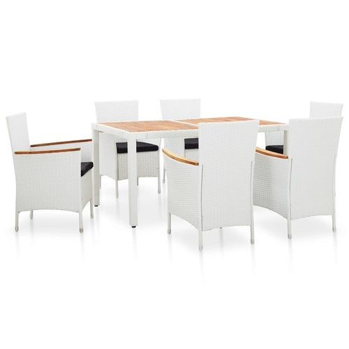 9 Piece Outdoor Dining Set Poly Rattan White - Horizon Bliss