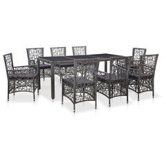 9 Piece Outdoor Dining Set Poly Rattan Gray - Horizon Bliss