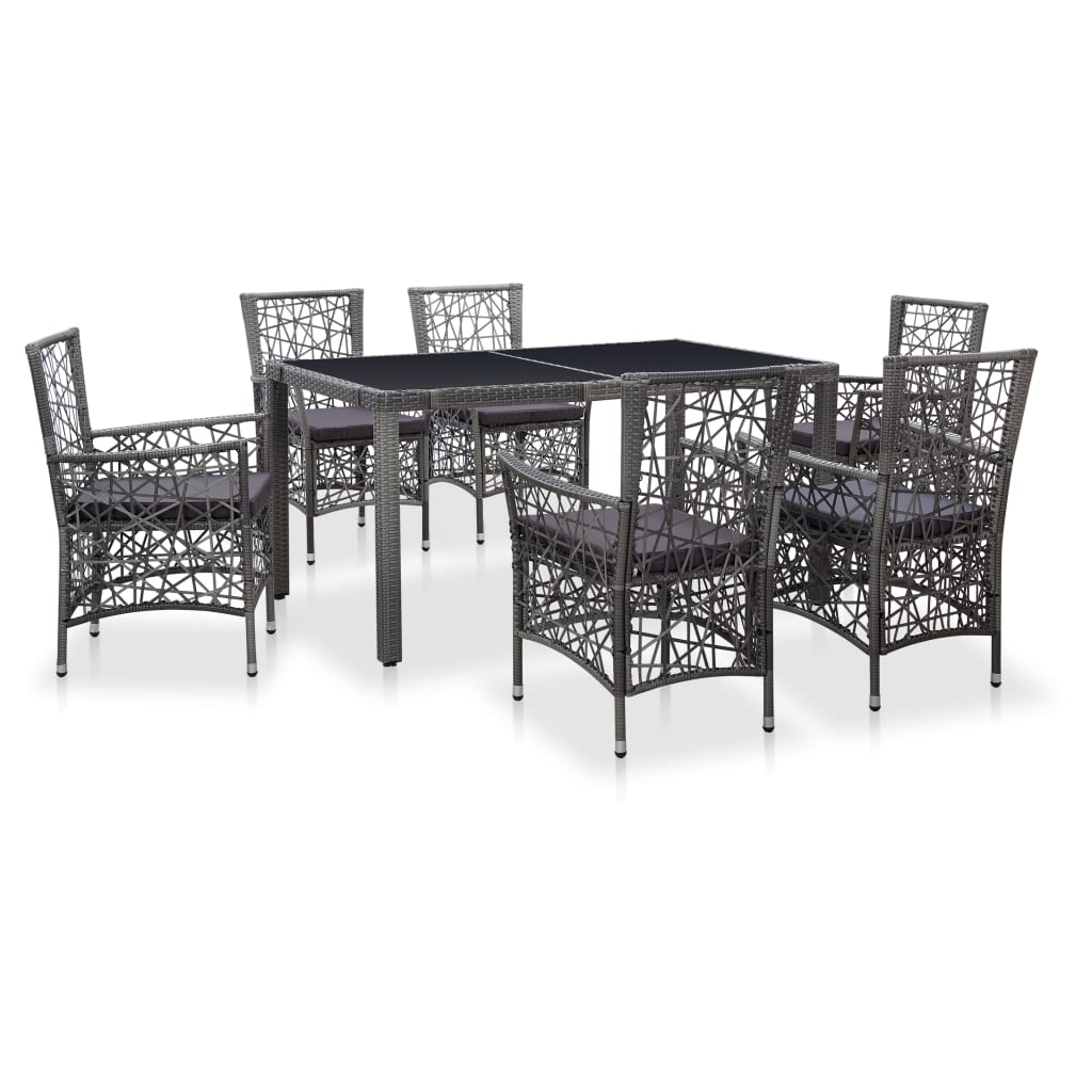 9 Piece Outdoor Dining Set Poly Rattan Gray - Horizon Bliss