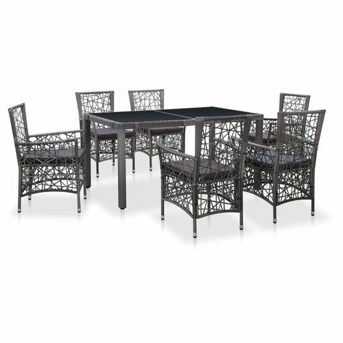 9 Piece Outdoor Dining Set Poly Rattan Gray - Horizon Bliss