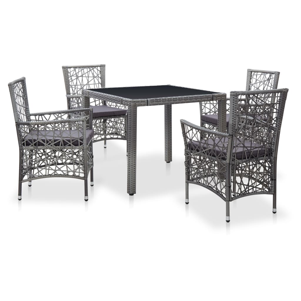 9 Piece Outdoor Dining Set Poly Rattan Gray - Horizon Bliss