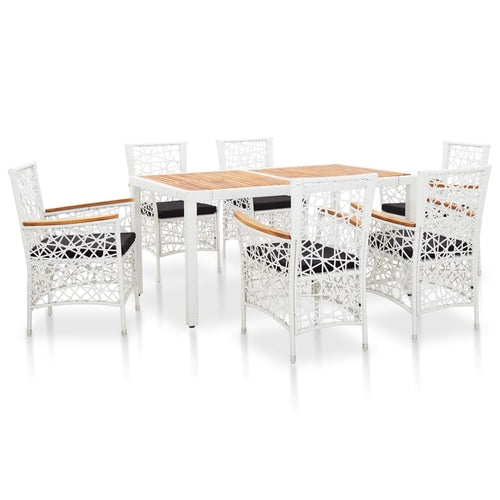 9 Piece Outdoor Dining Set Poly Rattan White - Horizon Bliss