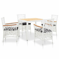 9 Piece Outdoor Dining Set Poly Rattan White - Horizon Bliss