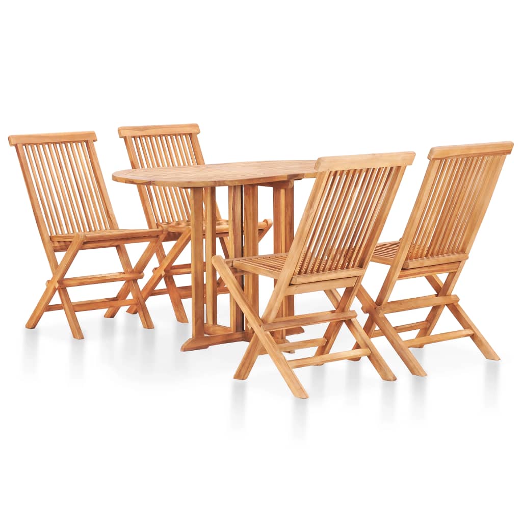 5 Piece Folding Outdoor Dining Set Solid Teak Wood - Horizon Bliss