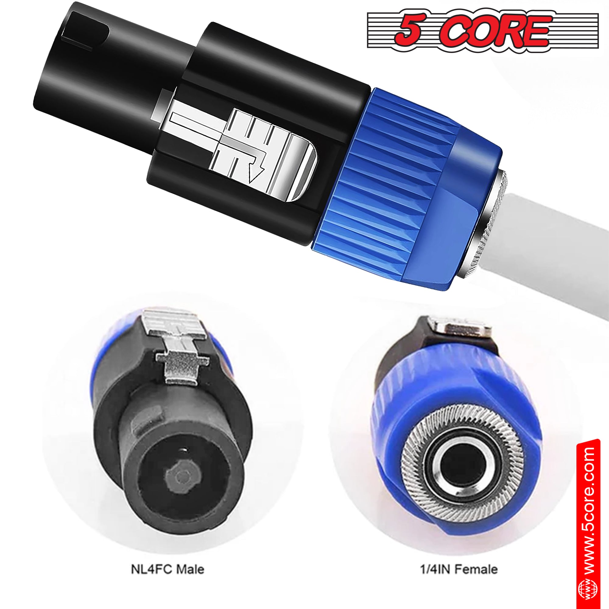 5 Core Speakon Adapter • High Quality Audio Jack Male Audio Pin •