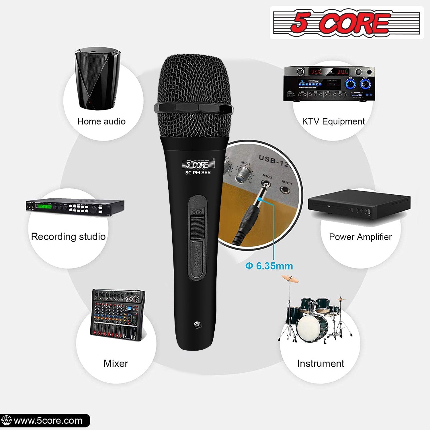 5 Core Microphone XLR Dynamic Karaoke Singing Handheld Microfono