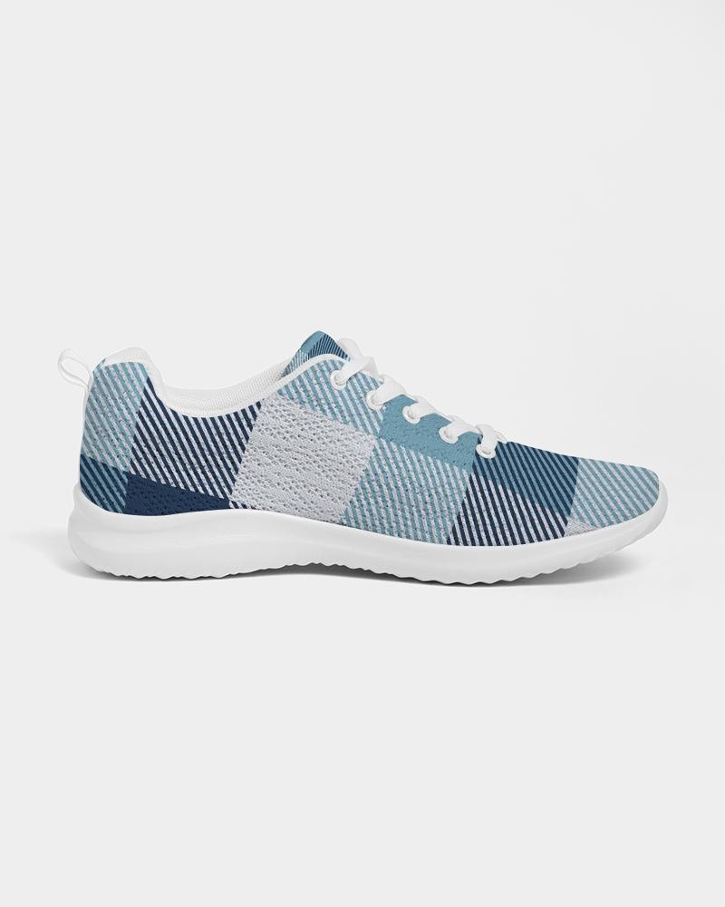 Mens Sneakers, Blue Plaid Low Top Canvas Running Shoes - Horizon Bliss