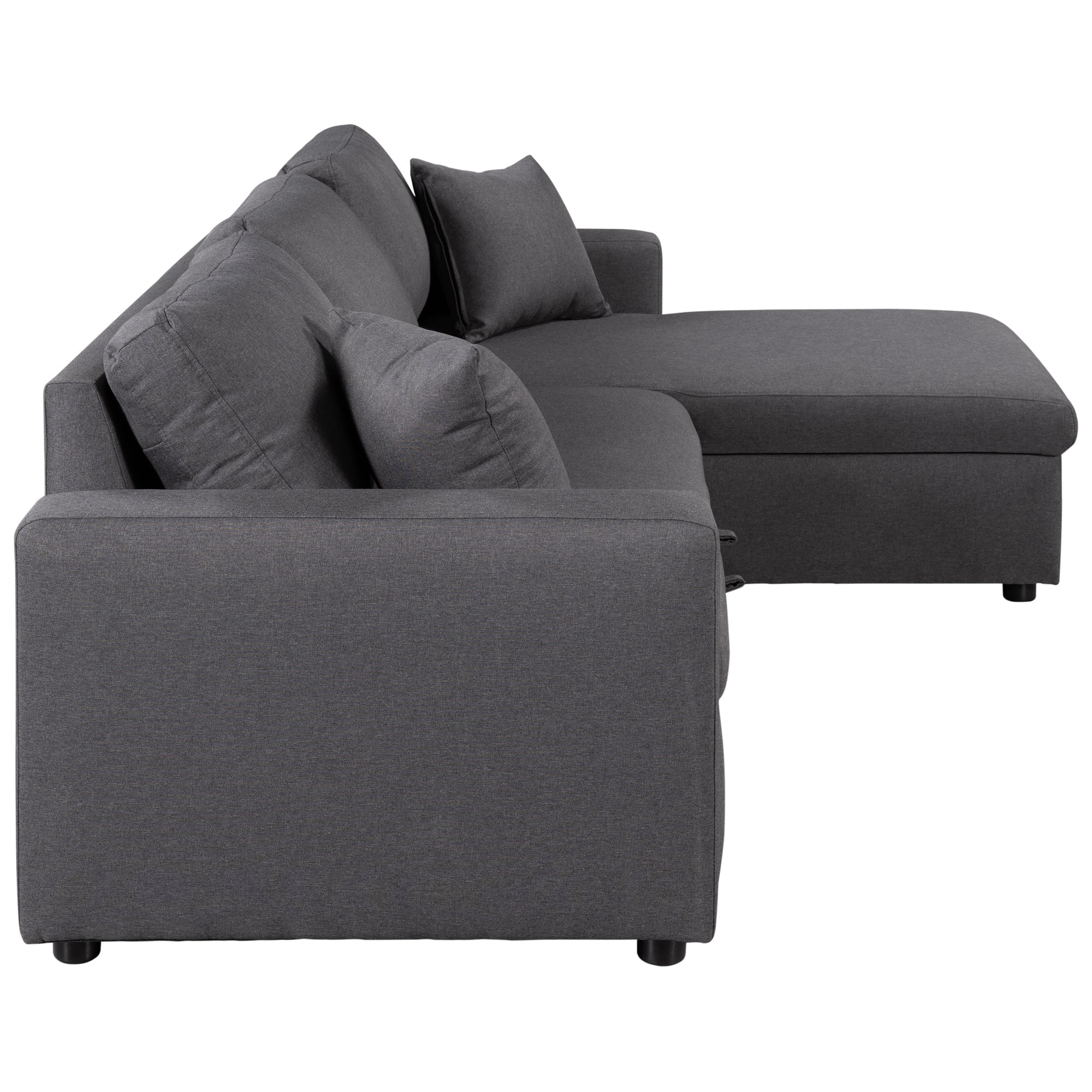 Upholstery  Sleeper Sectional Sofa Grey with Storage Space, 2 Tossing - Horizon Bliss