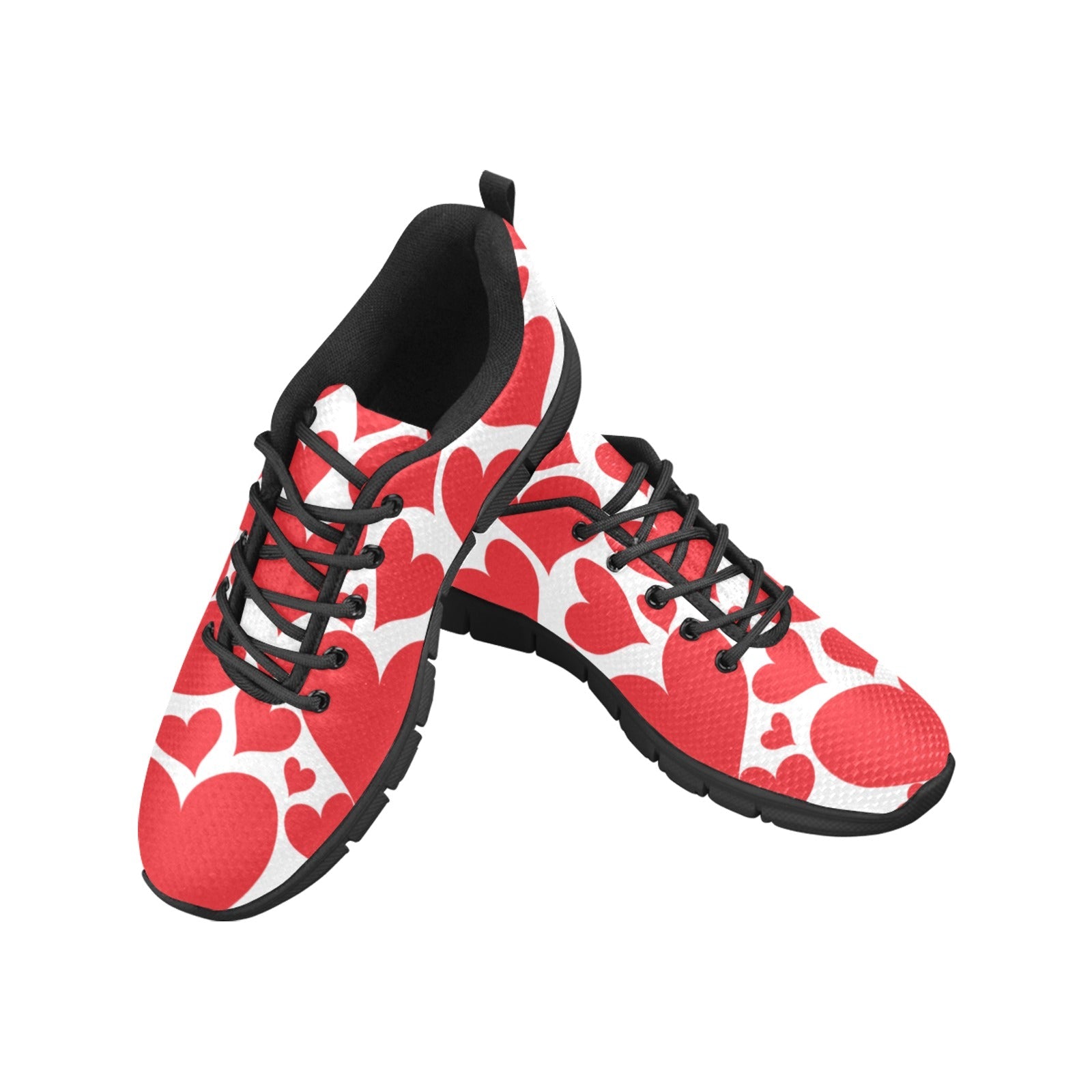 Sneakers For Men, Love Red Hearts - Canvas Mesh Athletic Running Shoes - Horizon Bliss