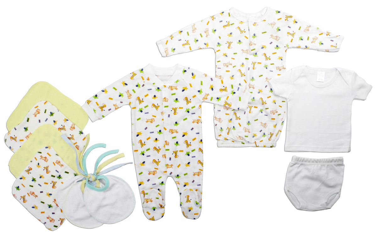 Bambini Neutral Newborn Baby 11 Pc Layette Baby Shower Gift Set - Horizon Bliss