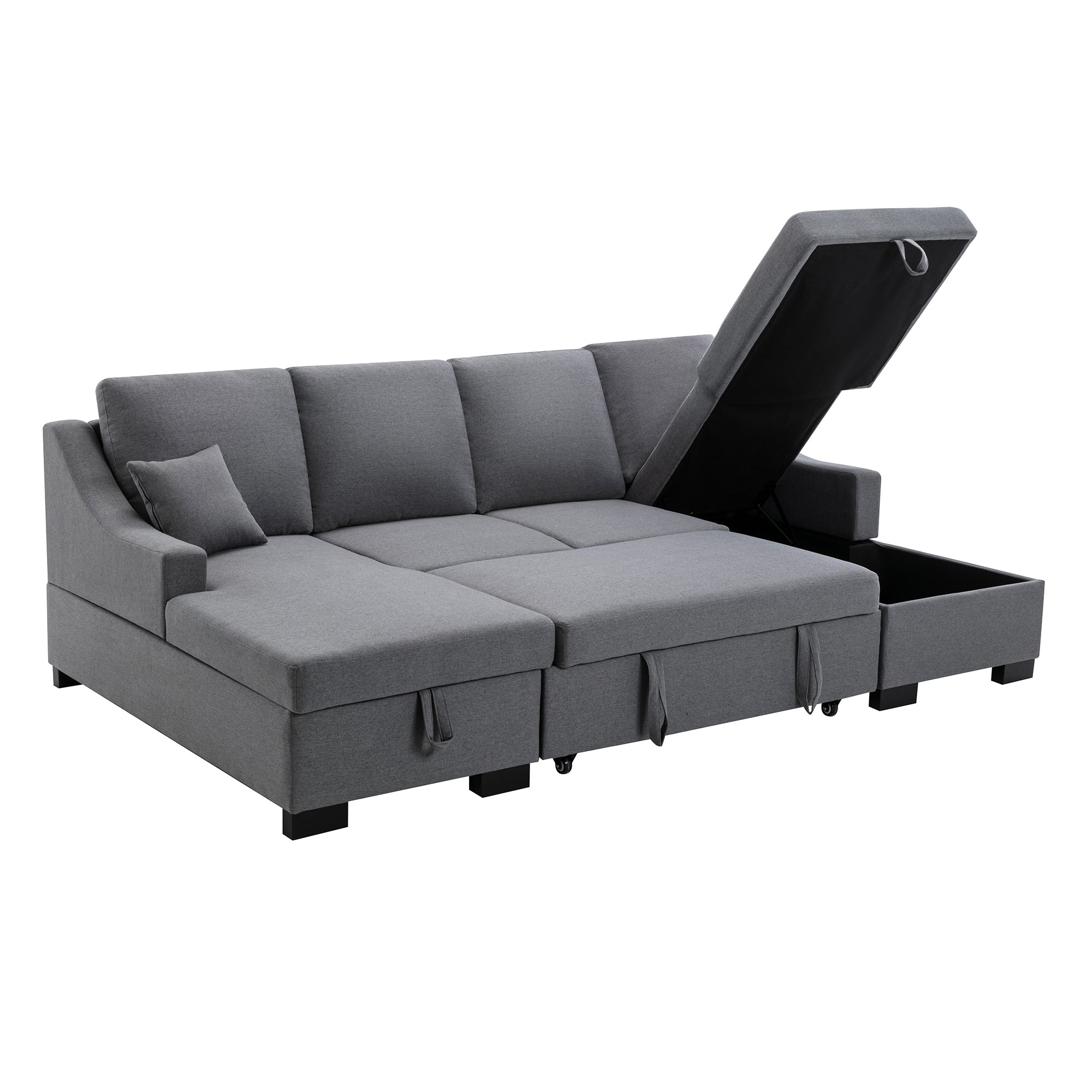 Upholstery Sleeper Sectional Sofa with Double Storage Spaces, 2 - Horizon Bliss