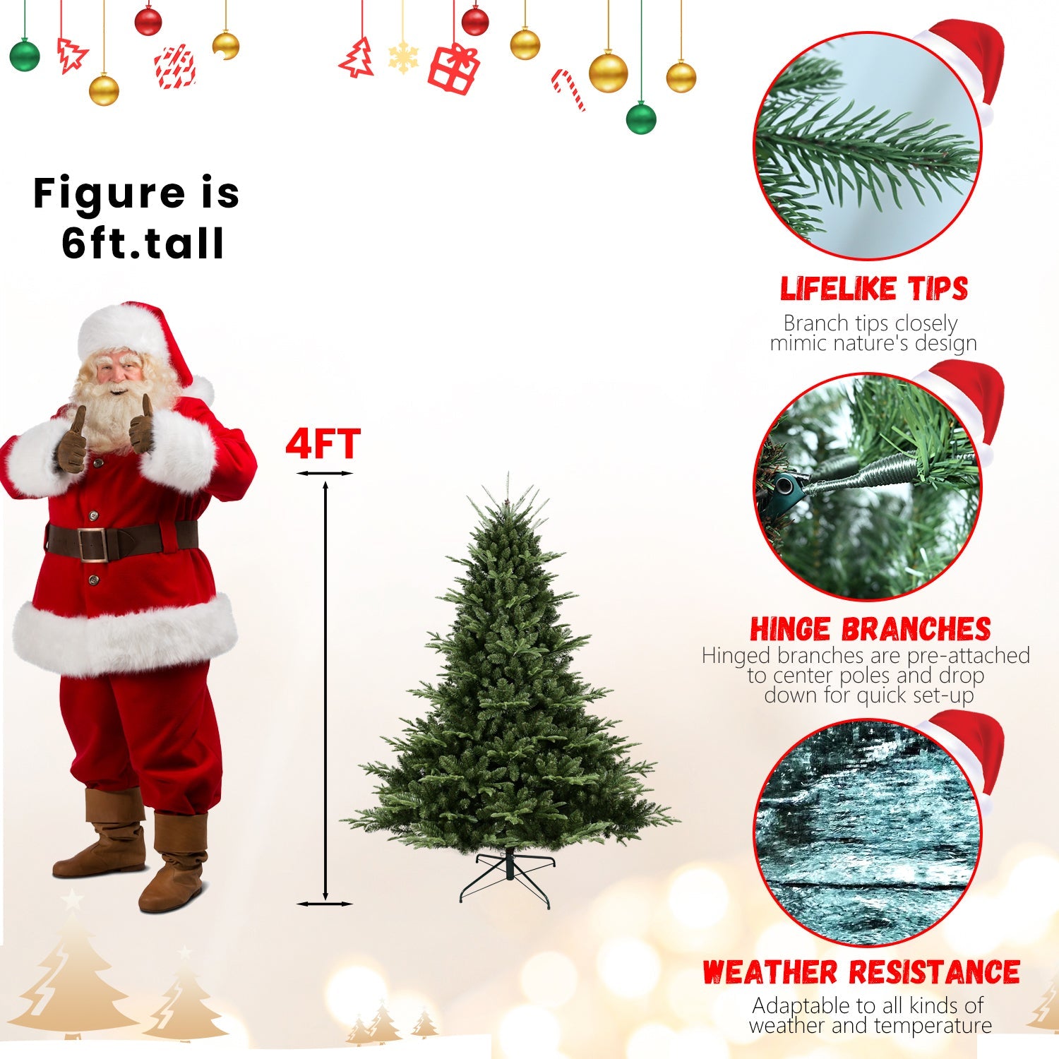 8FT Christmas Tree Simulate Nature Advanced Materials Premium Hinged