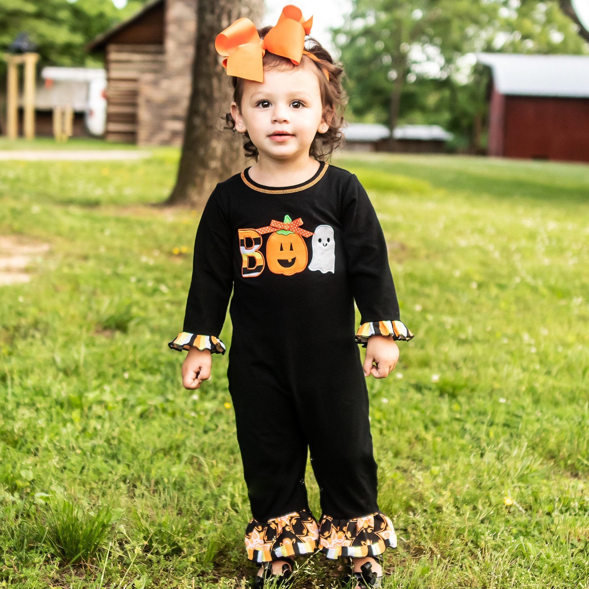 Baby Girls Black & Orange Boo Halloween