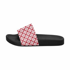 Mens Slide Sandals,      Buffalo Plaid Red And White - Horizon Bliss