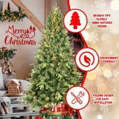 9FT Artificial Christmas Tree with 3509 PE&PVC Mixed Branch Tips,