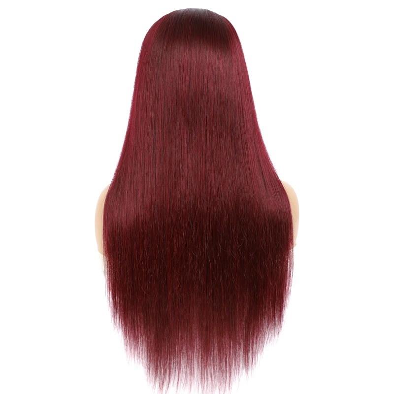 Burgundy Headband Straight Human Hair Wig #99J  Scarf Wig No GLUE Easy - Horizon Bliss