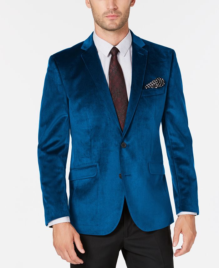 Bar III Velvet Slim-Fit Sport Coat - Horizon Bliss