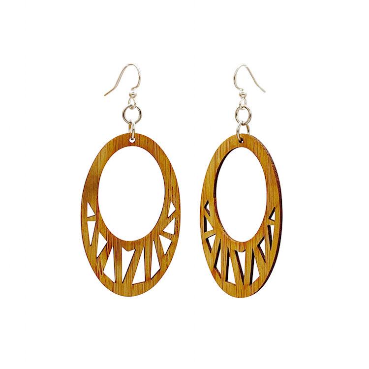 Fragmented Oval Bamboo Earrings #998 - Horizon Bliss