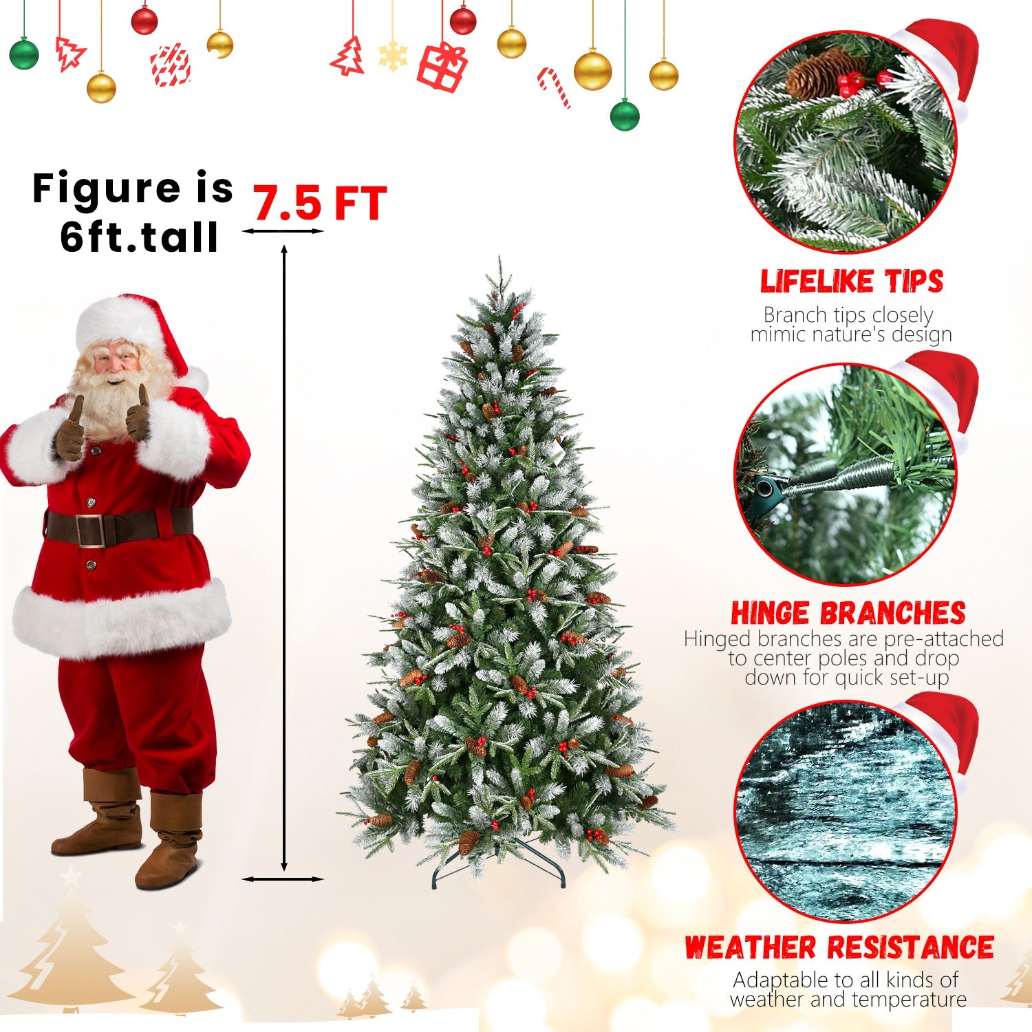 7.5ft PE/PVC Spray White Christmas Tree