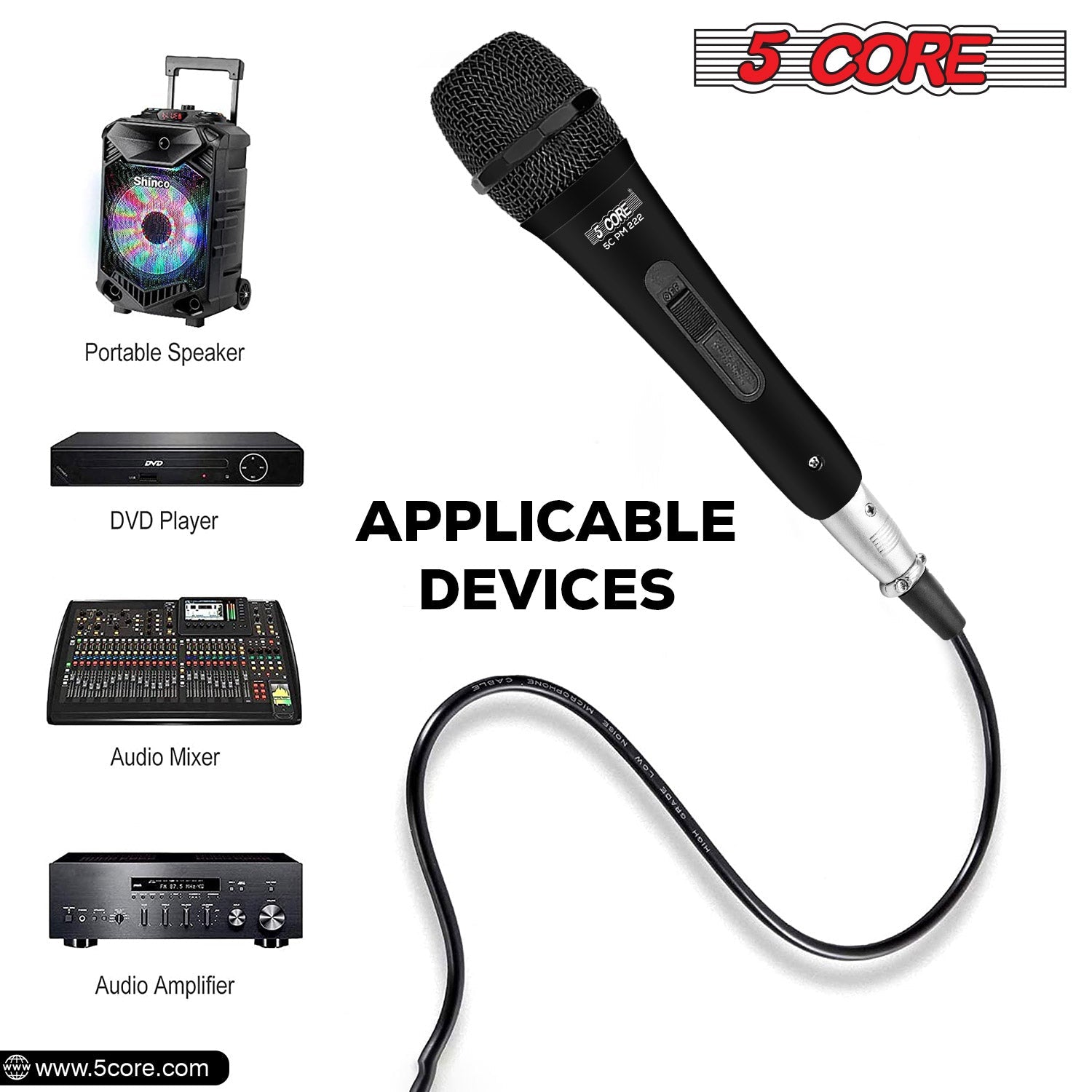 5 Core Microphone XLR Dynamic Karaoke Singing Handheld Microfono