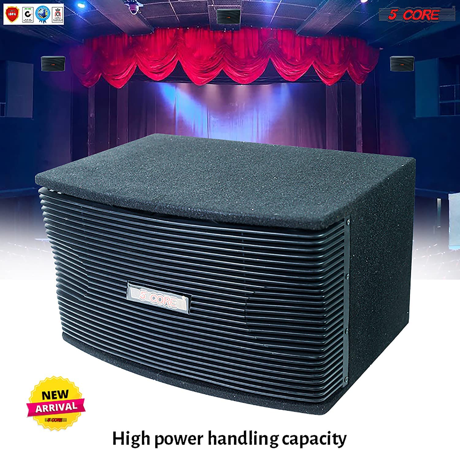 5Core Box Subwoofer for Car 1Pc Black 800W Peak Power 8 Inch Vented - Horizon Bliss