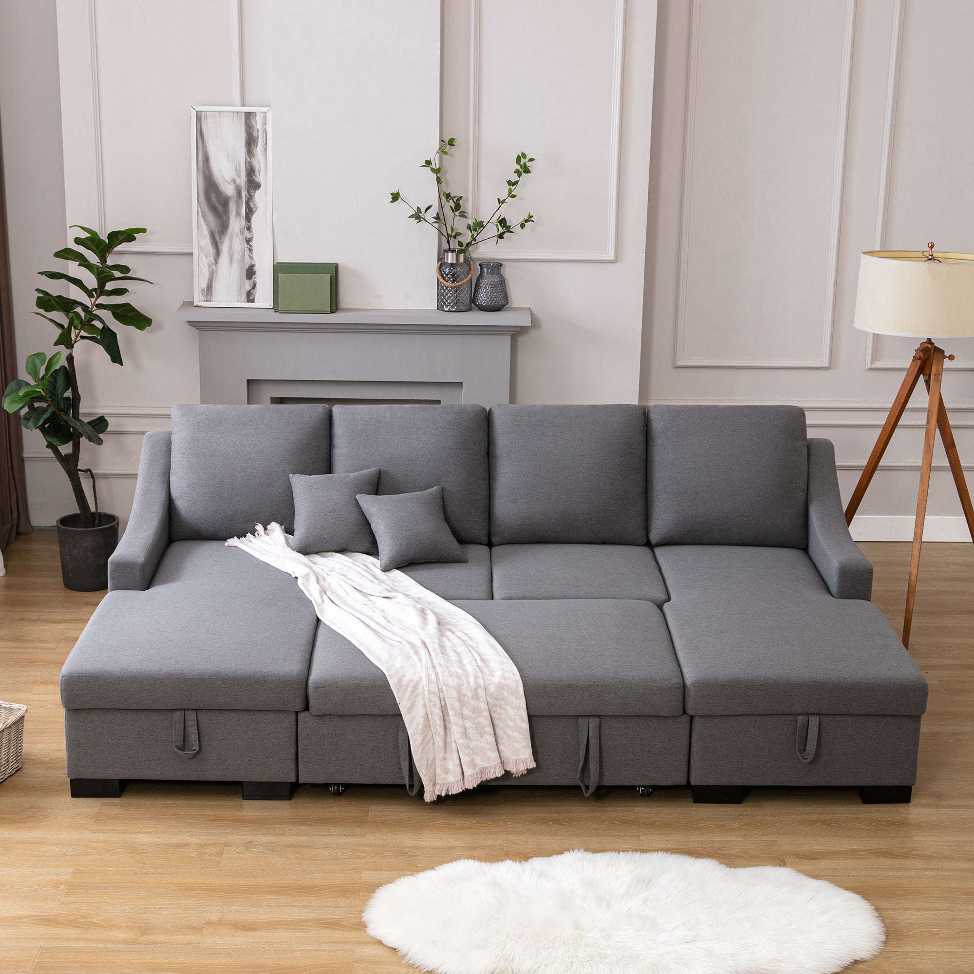 Upholstery Sleeper Sectional Sofa with Double Storage Spaces, 2 - Horizon Bliss