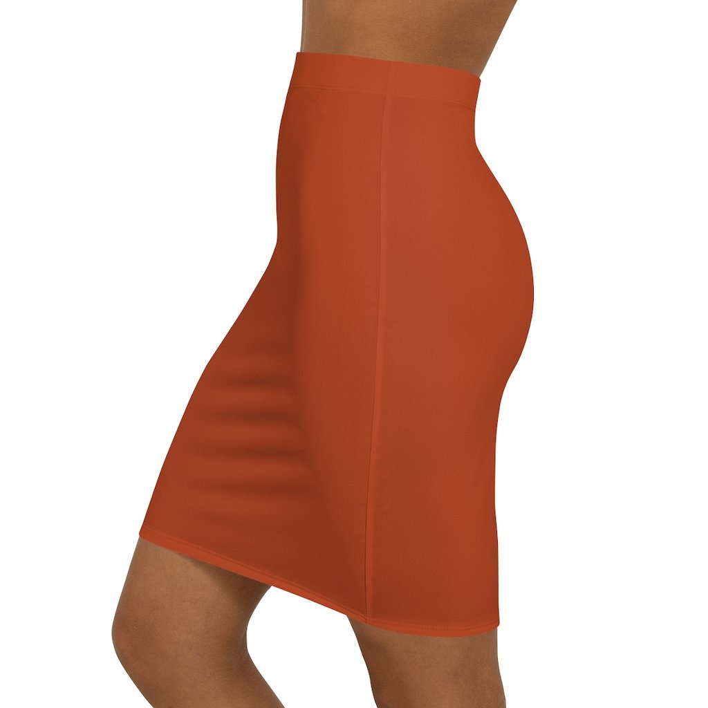 Womens Pencil Skirt, Rust Stretch Mini - Horizon Bliss