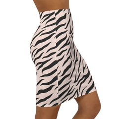 Womens Mini Skirt, High Waisted, Pink Zebra Style Pencil Skirt - Horizon Bliss