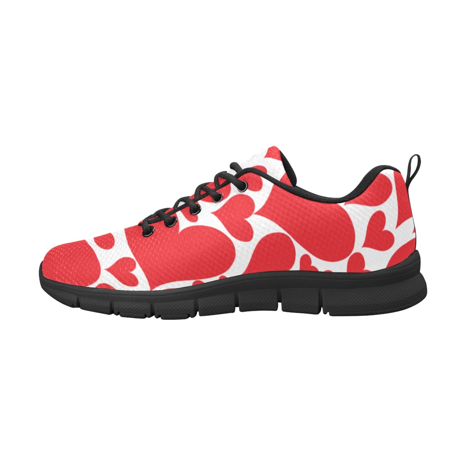 Sneakers For Men, Love Red Hearts - Canvas Mesh Athletic Running Shoes - Horizon Bliss