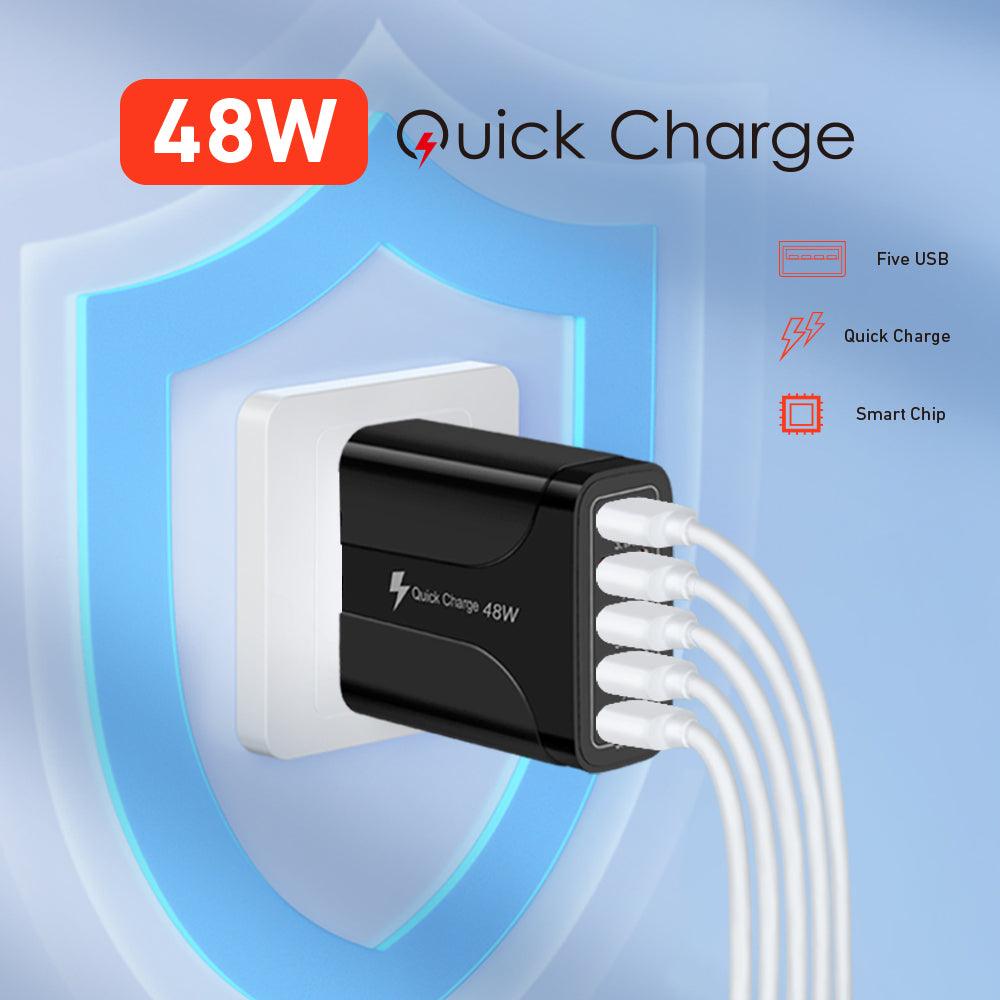 2 Pack of 5 Port Wall Charger Charge 5 Devices at Once! - Horizon Bliss