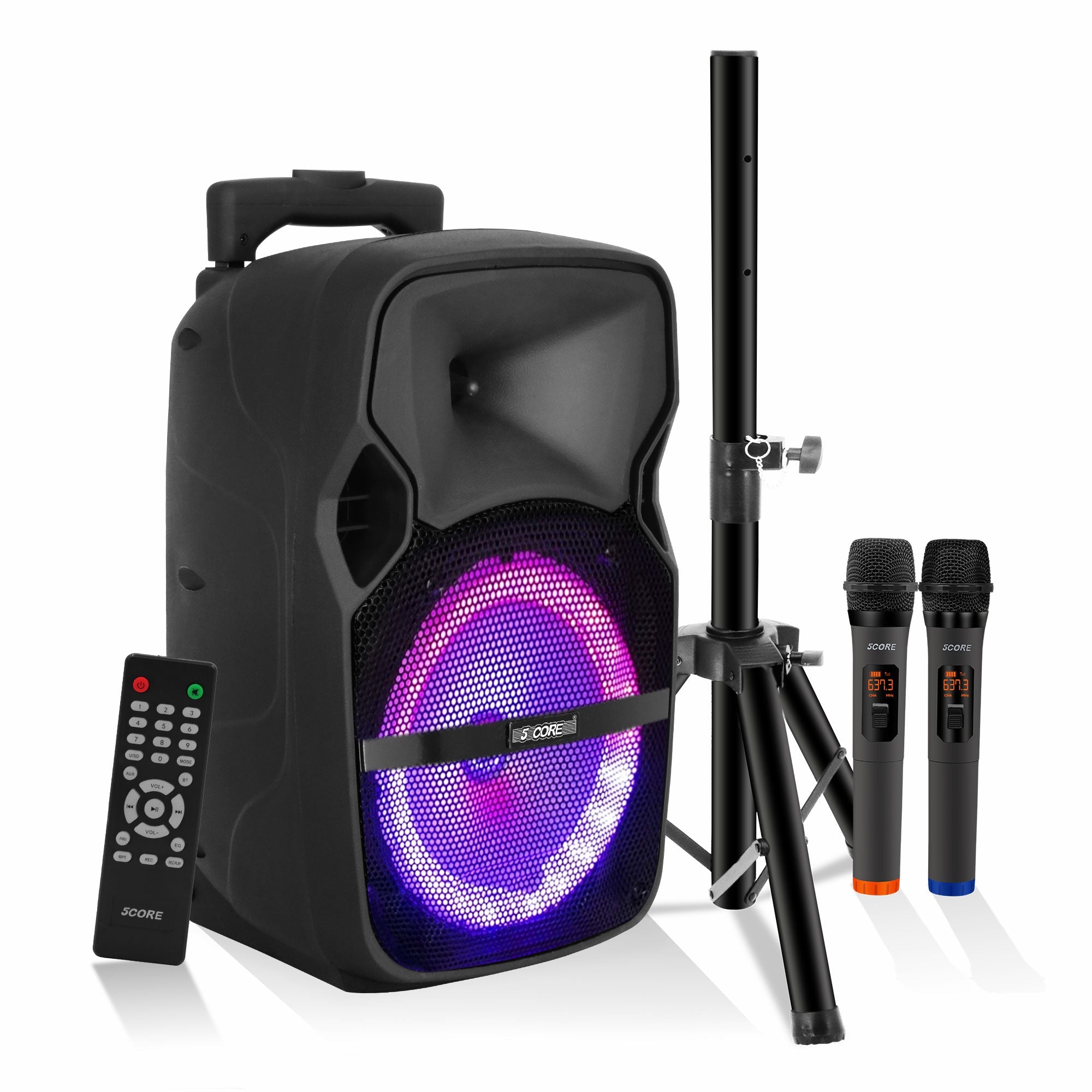 5 Core DJ Speakers 8" Rechargeable Powered PA System 250W Loud Speaker - Horizon Bliss