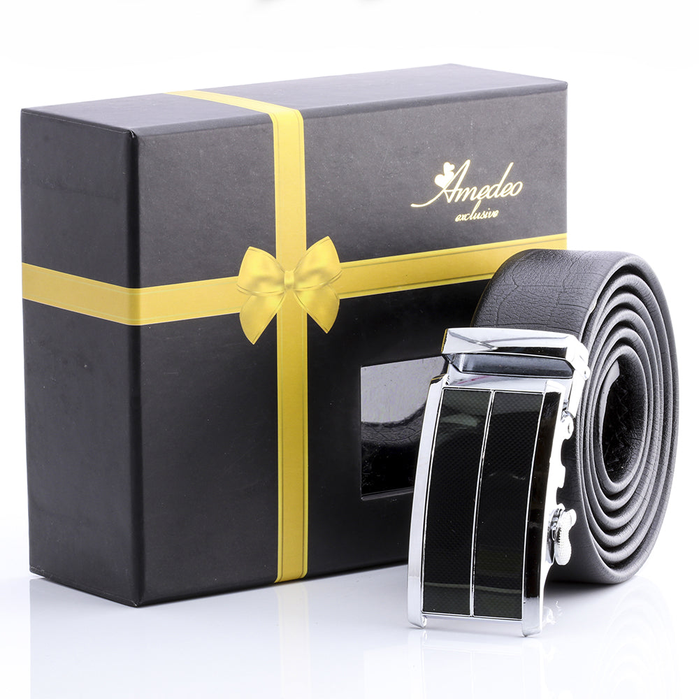 Men's Stainless Steel Black Belt with Silver Buckle - Horizon Bliss