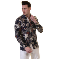 Floral Mens Slim Fit Designer Dress Shirt - tailored Cotton Shirts for - Horizon Bliss