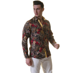 Floral Mens Slim Fit Designer Dress Shirt - tailored Cotton Shirts for - Horizon Bliss