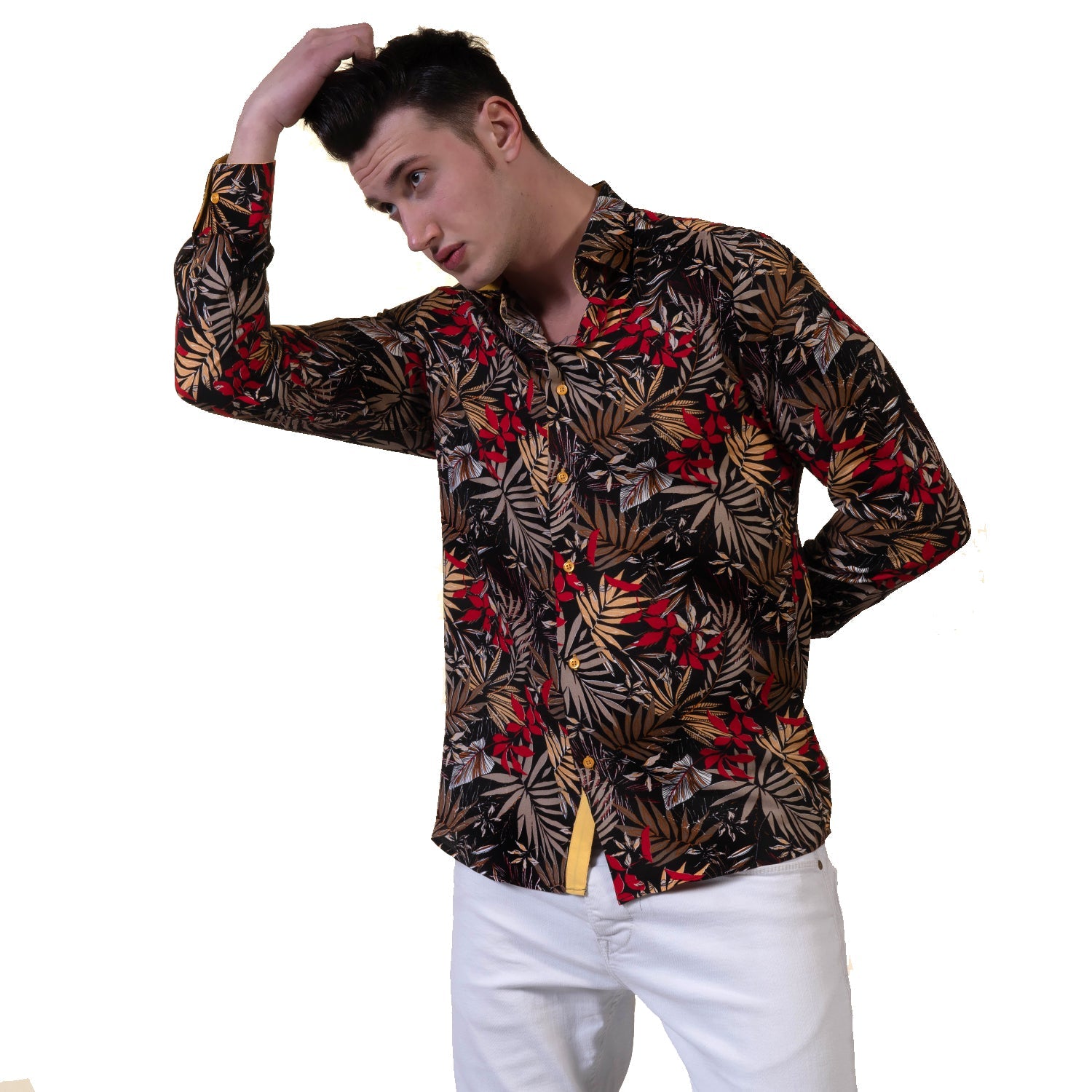 Floral Mens Slim Fit Designer Dress Shirt - tailored Cotton Shirts for - Horizon Bliss