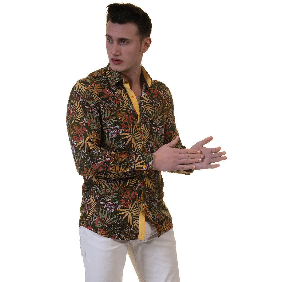 Floral Mens Slim Fit Designer Dress Shirt - tailored Cotton Shirts for - Horizon Bliss