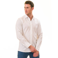 White Luxury Men's Tailor Fit Button Up European Made Linen Shirts - Horizon Bliss