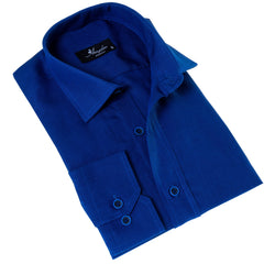 Royal Blue Luxury Men's Tailor Fit Button Up European Made Linen - Horizon Bliss