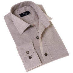 Beige Luxury Men's Tailor Fit Button Up European Made Linen Shirts - Horizon Bliss