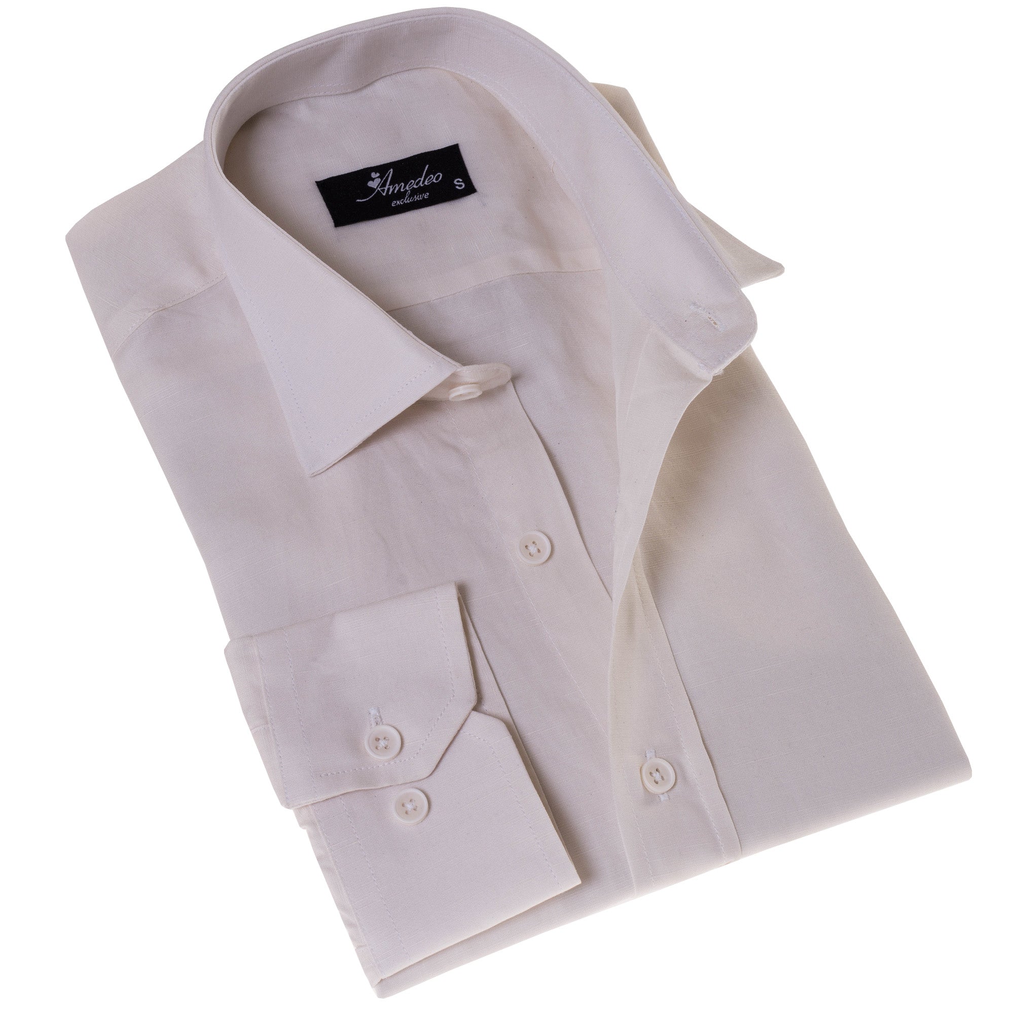 Off-White Luxury Men's Tailor Fit Button Up European Made Linen Shirts - Horizon Bliss